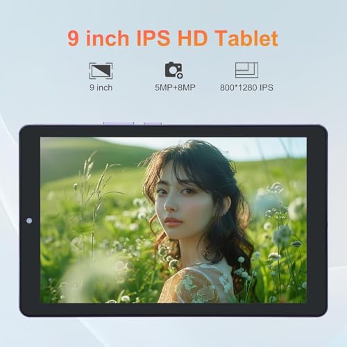 C idea CM915 8GB? Purple WiFi 5G, 9 inch Android 12 Tablet Expandable 512GB TF 5MP? Dual Camera With Case, Tablet for Adult and Teenager