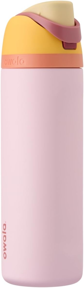 FreeSip Insulated Stainless Steel Water Bottle with Straw for Sports, Travel, and School BPA-Free Sports Water Bottle, 24 oz, Strawberry Field - Candy Store 710 ml