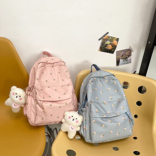ZFOFLIK Small Flower school bag for Teen Girls Kawaii Floral Backpack for Girls Women Student Aesthetic Cute Mini Bookbag