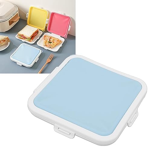 NALACAL Toast Case Leakproof Soft Sealed Bread Lunch Box, Sandwich Case Easy Carry Bento Box Food Grade Silicone Bread Storage Box, Plastic Food Storage Containers, Blue