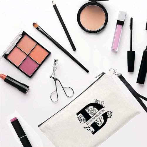 PRINTSHOP4ME Personalized Makeup Bag - Initial Monogram Cosmetic Pouch - Customizable Your Name - Monogrammed Makeup Pouch - Perfect for Travel Organizer - Cosmetic Bag for Women (N)