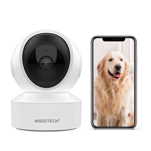 INSEETECH 4MP Indoor Wireless Security Camera, 2.4/5Ghz Pet WiFi camera with PTZ Auto Tracking, 5g Baby Cam for Dog Cat Home/House Security, Motion Detection, Phone APP Control, 24/7, 2-Way Talk