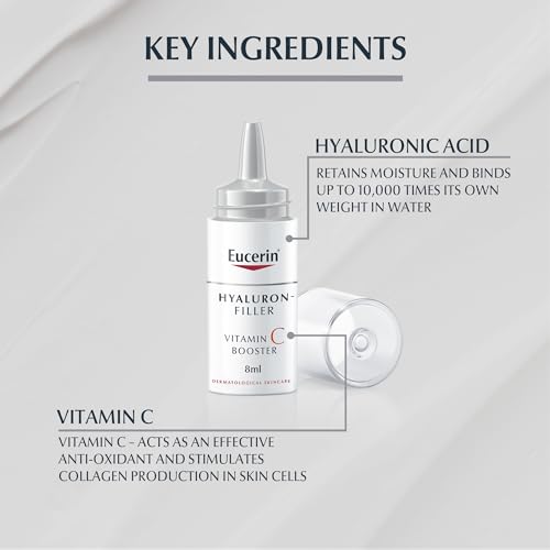 Eucerin Hyaluron Filler Anti-Aging Face Serum Vitamin C Booster with Hyaluronic Acid, Plumps up Deep Wrinkles, For Fresh and Radiant Skin, Suitable for All Skin Types, 8ml