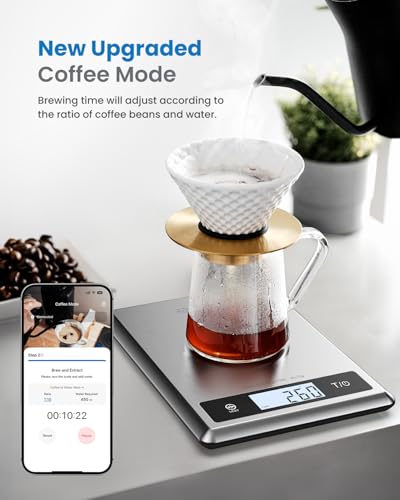 RENPHO Smart Food Scale, Digital Kitchen Scale for Food Ounces and Grams, Coffee Weight Scale with Nutritional Calculator APP for Keto, Macro, Calorie, Weight Loss, Precise Graduation, Stainless Steel