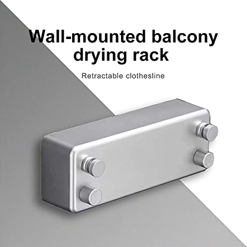 KASTWAVE Retractable Clothesline Double Rope, Indoor & Outdoor Adjustable Stainless Steel Double Rope Wall Mounted Space Saving Clothes Line for Balcony 13.8ft (Silver)