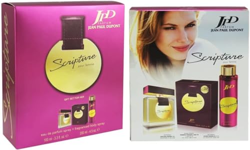 Jean Paul Dupont (JPD) Scripture Pour Femme - 2 Pieces Promo Pack for Women - Eau de Parfum 100ml + Body Spray 200ml - Gift for Her - Perfume Gift Set -Fresh and Woody notes