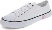 Womens Cain Canvas Casual Lace Up Sneaker Shoe - White