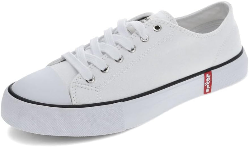 Womens Cain Canvas Casual Lace Up Sneaker Shoe - White