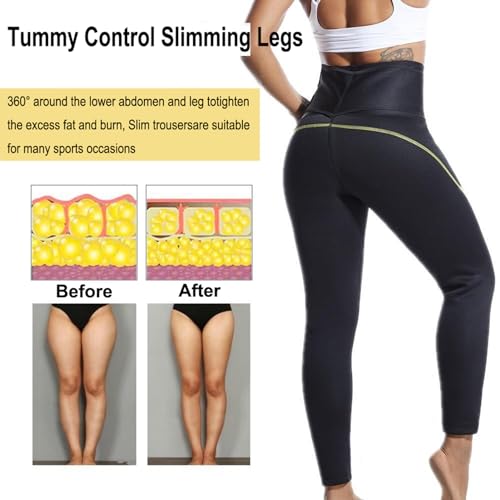 Women's high waist sauna leggings, slimming sportswear, stretch body shaping pants,Black,Small