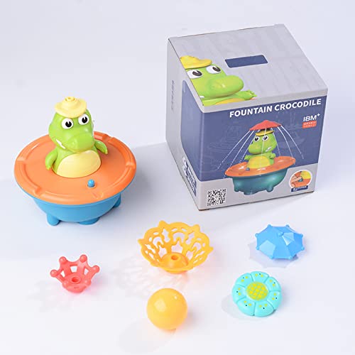 AM ANNA Fountain Crocodile Baby Bath Toys for Toddlers 1-3,4 Modes Spray Water Bath Toy for 1-8 Year Old Boys Girls Kids, Sprinkler Light Up Bathtub Toy Bathroom (Multicolor)