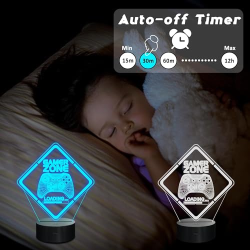 NALACAL Gamepad 3D Illusion Night Light - LED Lamp with 16 Colors, Touch and Remote Control - Ultimate Gamer Gift for Teens, Men, and Boys - Stylish Game Room Decor