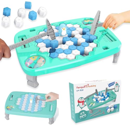 TERRIFI Penguin Ice Rescue Game, 63PCS Ice Breaker Board Game Toy, Save Penguin on Ice for Kids and Adults, Fun Family Game for Children Ages 4-8, Engaging Penguin Trap Activity