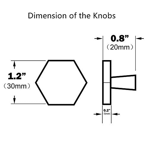 Tokatuker 6-Pack 30mm(1.2") Solid Brass Knob Simple Chamfered Hexagon Kitchen or Furniture Cabinet Hardware Drawer Handle Knob, Brushed Brass (1.2" Hexagon)