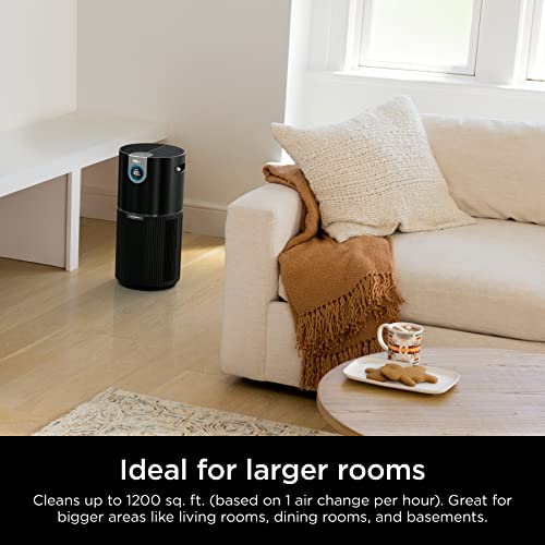 Shark HP202 Clean Sense Air Purifier MAX for Home, Allergies, HEPA Filter, 1200 Sq Ft, XL Room, Living Room, Whole Home, Captures 99.98% of Particles, Pollutants, Dust, Smoke, Allergens & Smells, Grey
