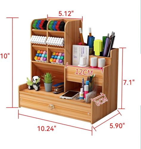 Excefore Desk Organizers Office Storage Supplies, Pen Holder Accessories for Pencil Marker - Wooden Desktop Stationary Organization for Office Decor - Art Supply Desk Caddy for Classroom School Home