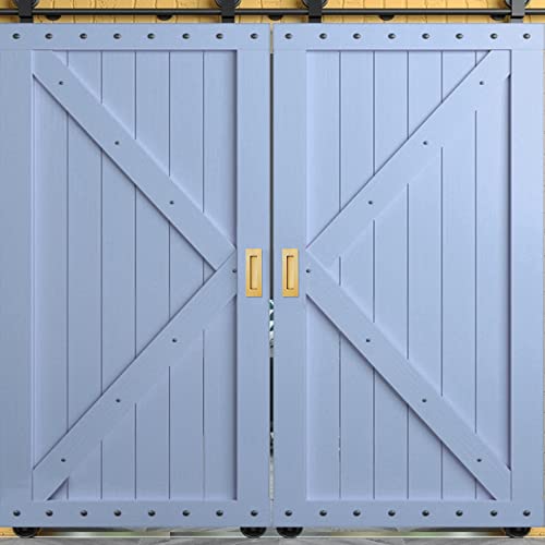 Malimali 6 Inch Recessed Finger Flush Pulls for Pocket Door Closet Door, Sliding Barn Door Handle, Brushed Gold Stainless Steel Rectangular Door Pulls Hardware(2 Pack)