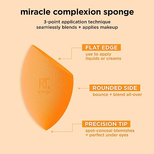 Real Techniques New! Our 3In1 Multifunctional Miracle Complexion Sponge Paired With A Travel Sponge Case Helps You Get A Natural Looking Finish Wherever You Go., Orange