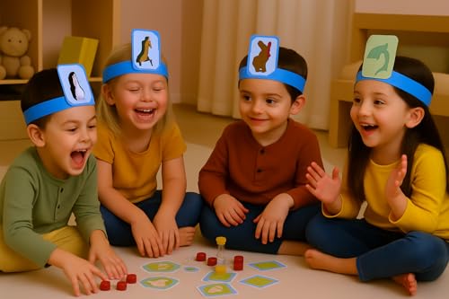 Animal Guess Who? | 4-Player Headband Board Game | 54 Animal Cards | Wild Party Fun fFor Families And Kids 3+
