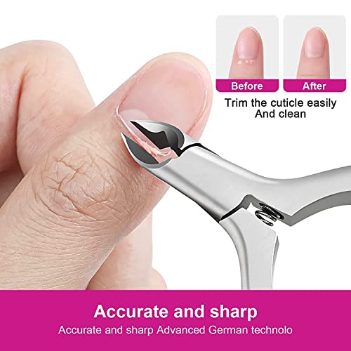Azonee Professional Cuticle Trimmer Remover Tools, Non-slip Silicone Handle Stainless Steel Alicates Para Manicura Profesional for Dry Skin (Rose)