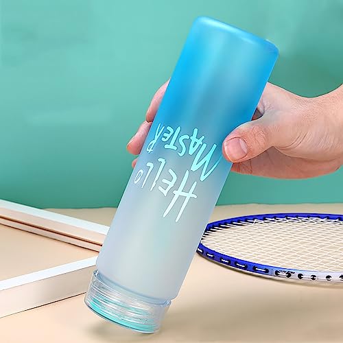 BLUEWORD Water Bottle, Hello Master Water Bottles Colorful Bottle with Airtight Cap Holder Strap, for School, College, Office (White)