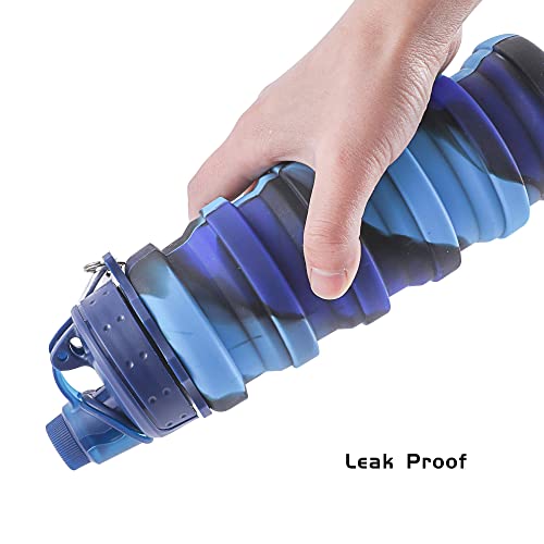 KASTWAVE Sports Water Bottle, KASTWAVE Collapsible Water Bottles Reuseable BPA Free Silicone Foldable Water Bottles for Outdoor Travel Camping Hiking Kids Students Girl Women, (BLUE)