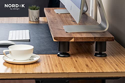 Nordik By Design Large Dual Monitor Riser for 2 - Premium Handmade Hardwood Acacia Computer - Laptop TV Stand with Storage for Desk Accessories - Organizer Television
