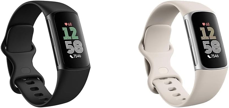 Fitbit Google Charge 6 Activity Tracker Includes a 6 Month Premium Membership, 7 Days Battery Life, Google Wallet and Google Maps, Obsidian/Aluminium Black