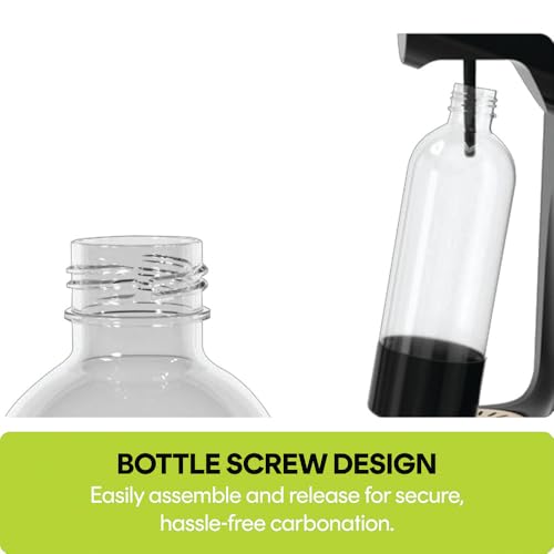 Nutricook Fizzi Soda Maker, Fully Automated 3 Fizz Levels, Smart Lock System, 1L Carbonated Bottle, Sparkling Soda Maker,60L CO2 cylinder Not Included,NC-FSM100,Black,2 Year Warranty