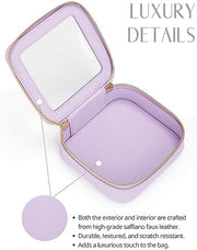 Small Cosmetic Bag for Purse Mini Makeup Bag for School Cute Clear Make Up Pouch for Travel Tiny Leather White Make Up Organizer Case for Backpack Toiletry Bag Waterproof Square Pouch with Zipper