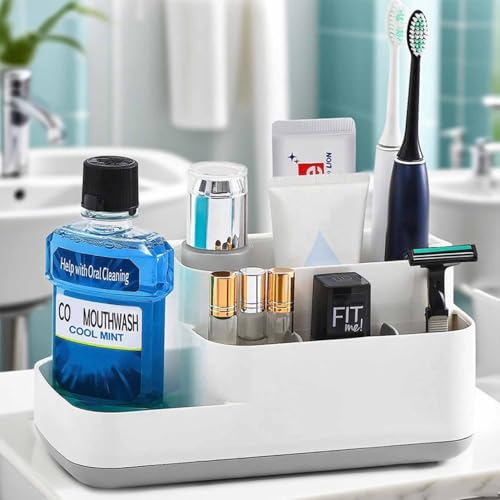 Toothbrush Holder for Bathroom, Bathroo,Countertop Organizer, 5 Slots Storage Organizer for Kitchen/Vanity/Office/Desk, Bathroom Accessories Storage for Toothpaste, Facial Cleanser, Comb, Razor