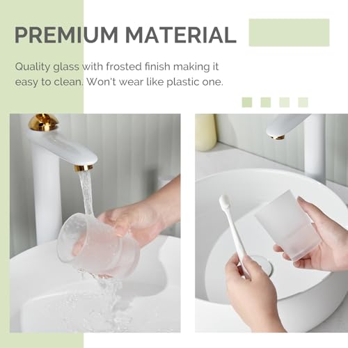 Angle Simple Frosted Glass Tumbler, Thick Glass Cup Replacement, Bathroom Toothbrush and Toothpaste Holder, Water Glasses, Bathroom Cup, Tumbler Cup, Rinsing Glass Cup, Drinkware Glassware