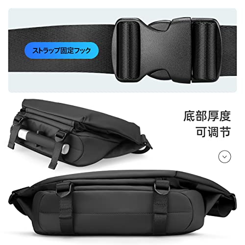 (MS) Markliden Body Bag, Large Capacity, Men's, Pouch, Shoulder Bag, Multi-functional, Sports, Water Repellent, Anti-Skimming, Waist Bag, Hip Bag, For Work, School, Commute, Outdoor Activities