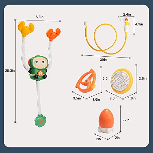 Sotodik Baby Bath Toys Shower Head,Electric Robot Water Pump with Double -Head,360 Rotating Sprinkler Spraying Water Toys Kids Bathing Time Toddlers Bathtub Game for Boys Girls -Green