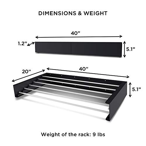 Step Up Laundry Drying Rack, Wall Mounted, Retractable Clothes Drying Rack, 60lbs Capacity, 20 Linear Ft, with Wall Template and Long Screwdriver Bit (40" White)