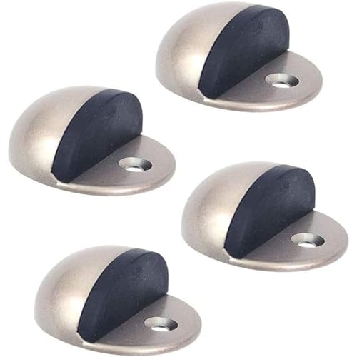 WMYDYFDC Floor Door Stopper, 4 Pcs Single Hole Stainless Steel Door Stopper with Rubber Safety Floor Mounted Doorstop with Hardware Screws, Heavy Duty Home Commercial Floor Door Stop