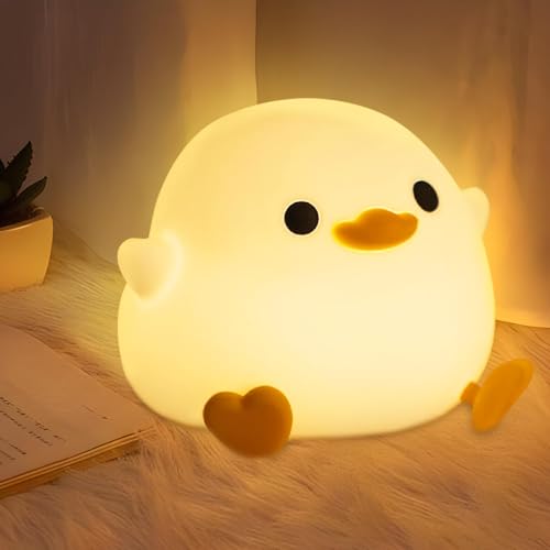 KOWVOWZ Duck Night Light, Dimmable DoDo Duck Lamp, Cute Duck Silicone lamp Touch Control USB Rechargeable for Kids Room Creative Decor Gift