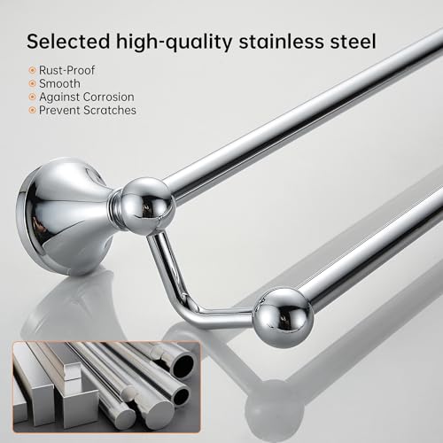 BRIMIX Bath Towel Rack Wall Mounted Towel Bar Bathroom Hardware Accessories Towel Holder (Double)