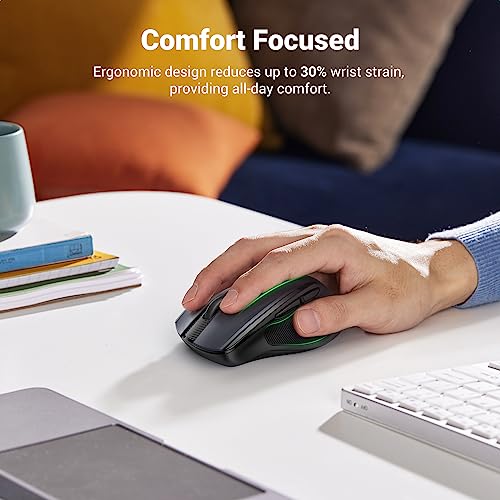 UGREEN Wireless Mouse, 2.4G Ergonomic Optical Mouse, 4000 DPI, 5 DPI Adjustable, 5 Buttons, Silent Click USB Computer Mice for Laptop, PC, Chromebook, Notebook, 15M Wireless Connection Mice Black