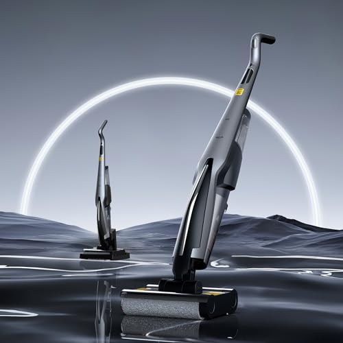 Deerma VX96W Cordless Vacuum Cleaner, Wet And Dry Vacuum Cleaner 15kPa Suction Force Double Roller Brush One Button Self Cleaning 600ml Clean Water Tank & 700ml Sewage Tank 4000mAh Battery 160W