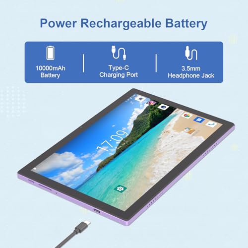 C idea10.1 Inches Tablet,Android 14 Tab,5G Tablet Dual SIM 8GB RAM 1TB ROM,10000mAh Battery With Bluetooth Keyboard,Mouse and Speaker CM8200plus(Purple)