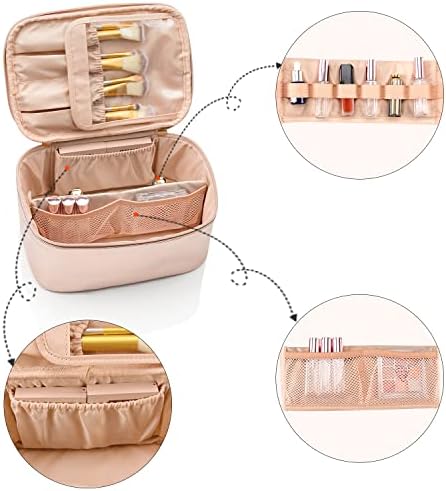 OCHEAL Makeup Bag, Portable Cosmetic Bag, Large Capacity Travel Makeup Case Organizer, Black Makeup Bags For Women Toiletry Bag for Girls Traveling With Handle and Divider