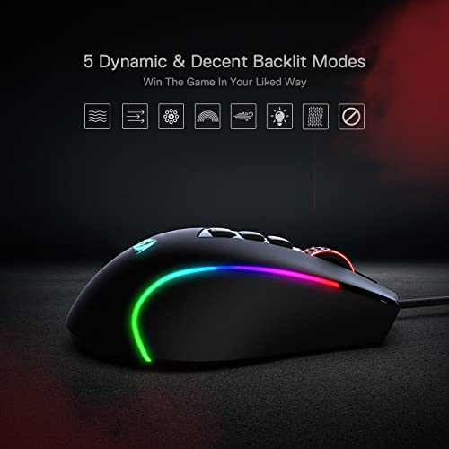 Redragon, Predator Wired Gaming Mouse, Black, M612-Rgb