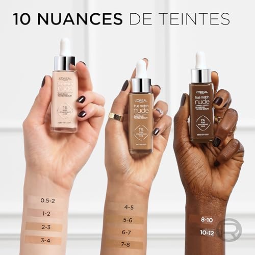 L’Oréal Paris True Match Tinted Serum Foundation, 1% Hyaluronic Acid, Hydrating Formula, Replumps Skin in 1 Hour for a Natural Glowing Finish, 30 ml, Shade 2-3 Light