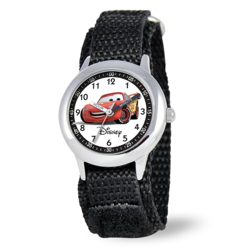 Disney Cars Kids' Stainless Steel Time Teacher Analog Quartz Nylon Strap Watch, CARS, NO SIZE, SS Kids
