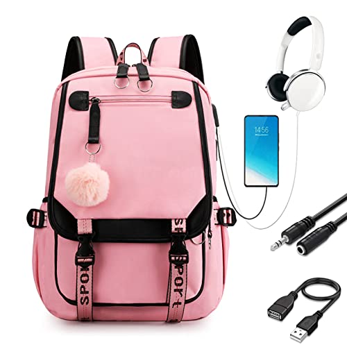 School Bags for Girls, Girls Backpack with Lunch Bag, School bag for Girls Kids Elementary Middle High School College Student 21L Casual Daypack Children Schoolbag with USB Charging Port