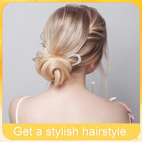PEUTIER 2pcs Metal French Hair Pins for Thick Hair, U-Shaped Stick Hair Pins Metal French Twist Hair Pin Fork for Women Girls Hair Types Styling Hair Accessories (1 Gold & 1 Silver)