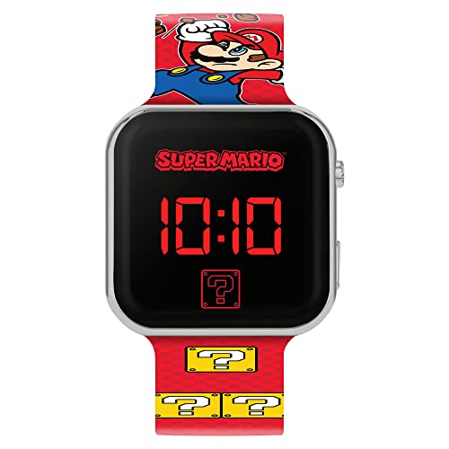 SUPER MARIO Boy's Digital Quartz Watch with Plastic Strap GSM4107, Red Printed, strap