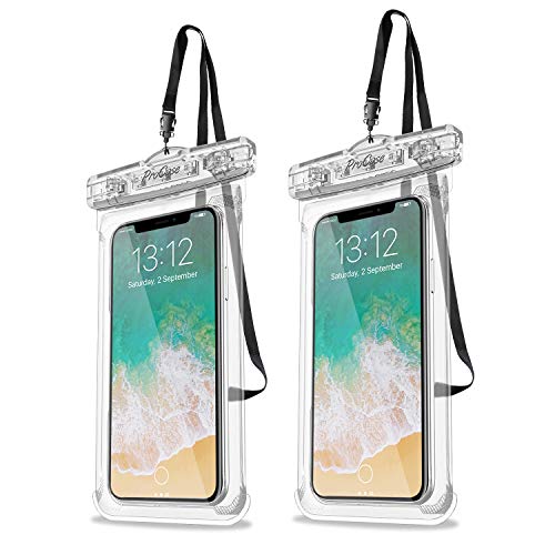 ProCase Waterproof Phone Pouch Case Dry Bag for iPhone 16 15 14 13 Pro Max Mini 12 11 Pro Max XR XS X 8 7 6S Plus, Galaxy S23 S22 S21 Note Pixel Up to 7", Cruise Essentials -2Pack, Clear