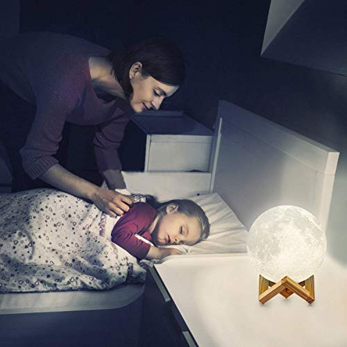 DTOETKD Moon Lamp 3D Printing 16 Colours Moon Light with Stand & Remote & Touch Control and USB Rechargeable (Diameter 12cm ), Best Gifts for Baby Kids Lover Birthday
