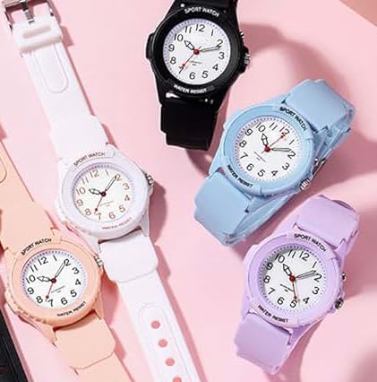 BananaHome Kids Analog Watch with Light for Boys Girls, Waterproof Time Teaching Watch with Soft Band, Learning Time Wrist Watch Easy to Read for Children Great Gifts